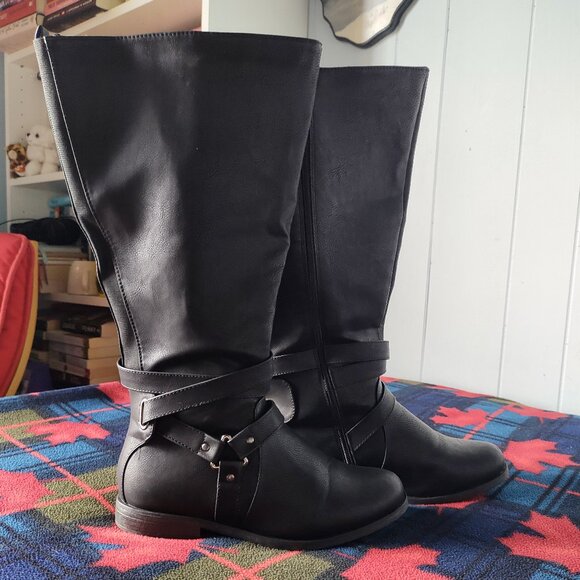 Addition Elle Black Wide Calf Nanette Tall Boots - Picture 1 of 10